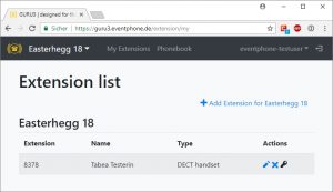 Eventphone My Extensions