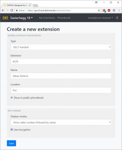Eventphone New Extension